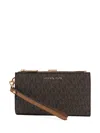 Michael Michael Kors Adele Monogram Clutch Bag In Brown