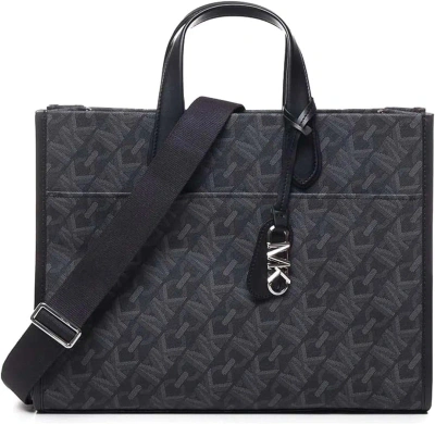 Michael Michael Kors Admiral Blue Gigi Logo Tote Handbag In Black