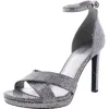 Michael Michael Kors Alexia Womens Slingbacks Metallic Heel Sandals In Silver