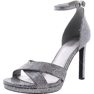 Michael Michael Kors Alexia Womens Slingbacks Metallic Heel Sandals In Silver