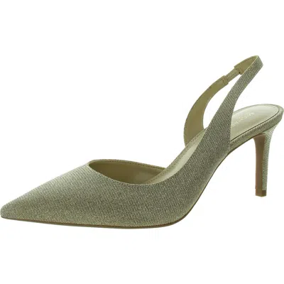 Michael Michael Kors Alina Flex Sling Womens Glitter Canvas Slingback Heels In Gold