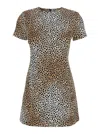 Michael Michael Kors Brown Mini Dress With All-over Leopard Print In Tech Fabric Blend Woman In Brown