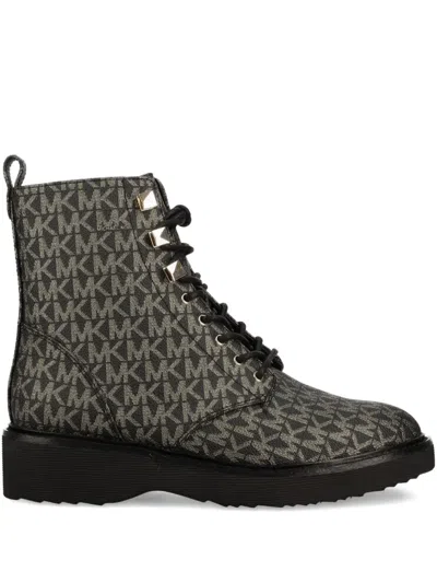 Michael Michael Kors All-over Logo Ankle Boots In Black