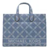 Michael Michael Kors All-over Logo Jacquard Tote Bag In Denim Multi