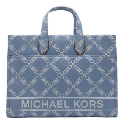 Michael Michael Kors All-over Logo Jacquard Tote Bag In Denim Multi