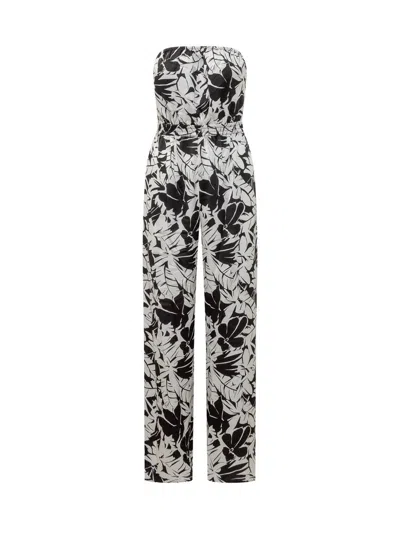 Michael Michael Kors Allover Printed Strapless Jumpsuit In Multi