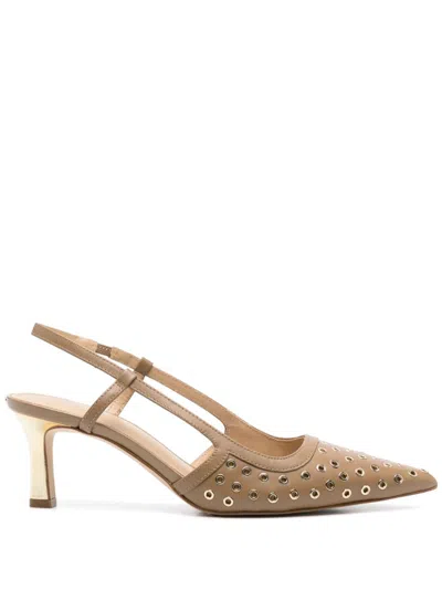 Michael Michael Kors Alora Camel Shoe Golden Eyelets Destal In Brown