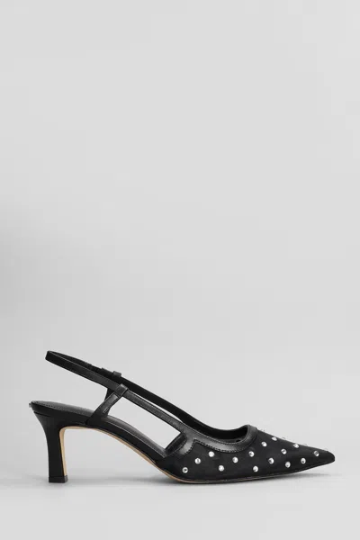 MICHAEL MICHAEL KORS ALORA MID SLING PUMPS IN BLACK LEATHER