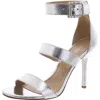 Michael Michael Kors Amal Womens Leather Ankle Strap Heels In Silver