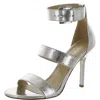 Michael Michael Kors Amal Womens Leather Ankle Strap Heels In Silver