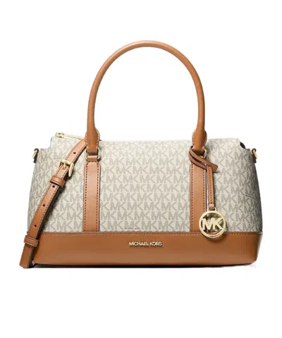 Michael Michael Kors Andie Medium Signature Logo Satchel Bag In Vanillaacrn