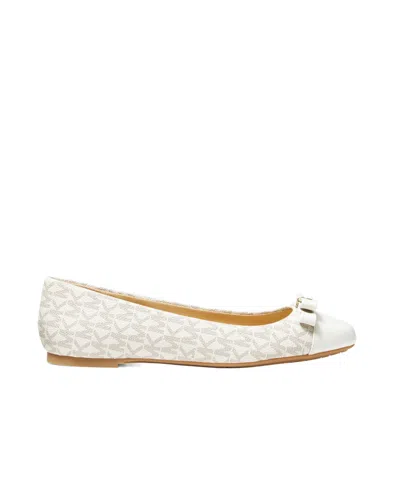 Michael Michael Kors Andrea Bow-detail Logo-print Ballerina Shoes In White