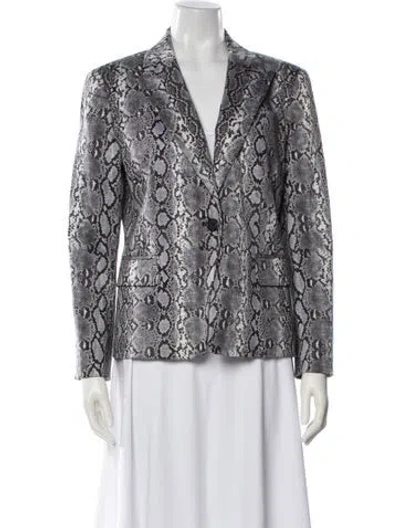 Pre-owned Michael Michael Kors Animal Print Blazer In Gray