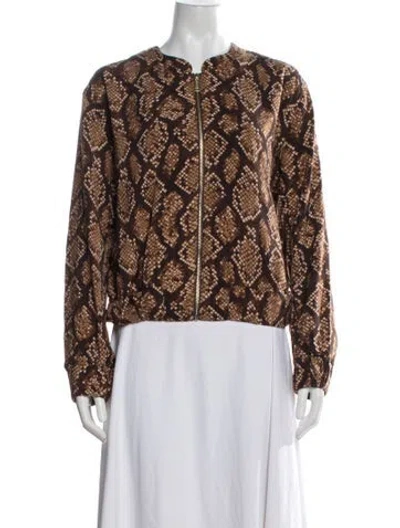 Pre-owned Michael Michael Kors Animal Print Bomber Jacket In Neutrals