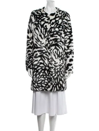 Pre-owned Michael Michael Kors Animal Print Faux Fur Coat In Black