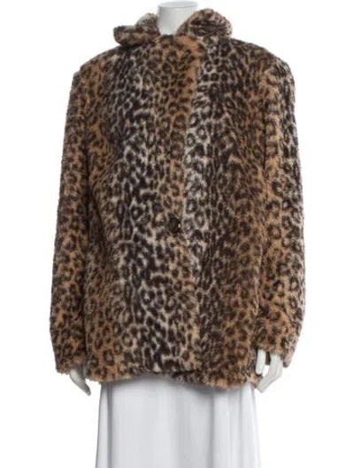 Pre-owned Michael Michael Kors Animal Print Faux Fur Coat In Brown