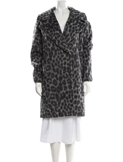 Pre-owned Michael Michael Kors Animal Print Faux Fur Coat In Gray