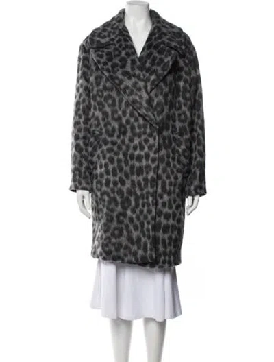 Pre-owned Michael Michael Kors Animal Print Faux Fur Coat In Gray