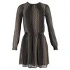 Michael Michael Kors Aralia Smocked Waist Polka Dot Georgette Dress In Black Polyester In Black