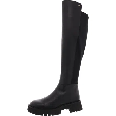Michael Michael Kors Asher Boot Womens Lugged Sole Leather Over-the-knee Boots In Black