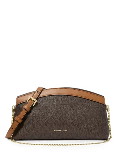 Michael Michael Kors Athena Small Signature Logo Convertible Clutch In Brown