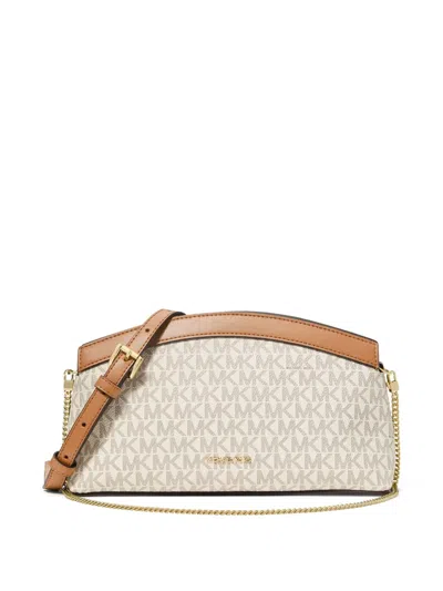 Michael Michael Kors Athena Small Signature Logo Convertible Clutch In Neutrals