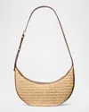 Michael Michael Kors Avra Medium Raffia-textured Crossbody Bag In Nat/lugg