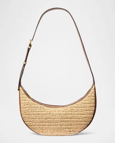 Michael Michael Kors Avra Medium Raffia-textured Crossbody Bag In Nat/lugg