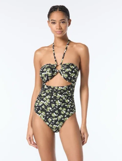 Michael Michael Kors Bandeau Cut Out One Piece Swimsuit In Black