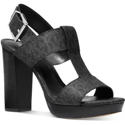Michael Michael Kors Becker T Strap Womens Leather Slingbacks T-strap Heels In Black