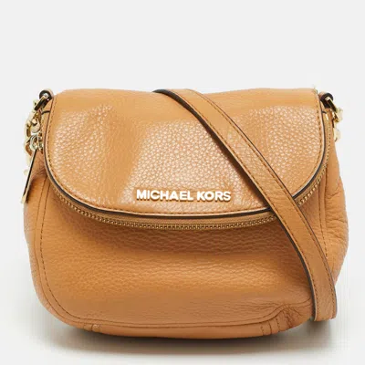 Pre-owned Michael Michael Kors Bedford Tan Leather Crossbody Bag In Brown