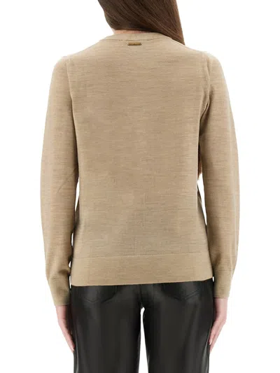 Michael Michael Kors Beige Merino Wool Sweaters In Green