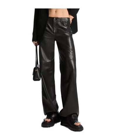 Michael Michael Kors Belt And Loop Leather Pants In Black