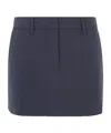 Michael Michael Kors Blue Flared Miniskirt With Belt Loops In Tech Fabric Woman In Black