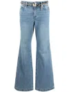 Michael Michael Kors Belted Bootcut Jeans In Blue