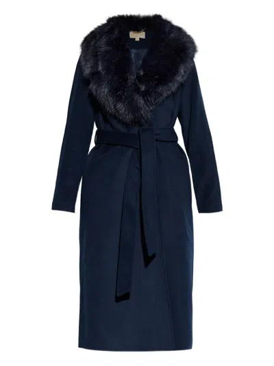 Michael Michael Kors Belted Coat In Blue