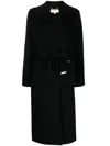 Michael Michael Kors Belted Double-breasted Coat In Black
