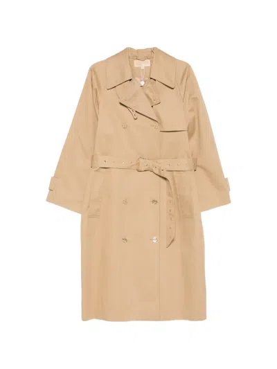 Michael Michael Kors Belted Double-breasted Coat In Nude