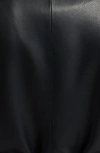 Michael Michael Kors Belted Faux Leather Coat With Faux Fur Collar In Black