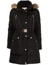 Michael Michael Kors Belted Puffer Coat In Schwarz