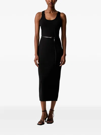 Michael Michael Kors Belted Racerback Dress In Black