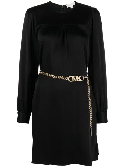 Michael Michael Kors Michael By Michael Kors Black Jacquard Mini Dress