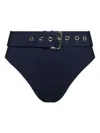 Michael Michael Kors Belted-waist Eyelet-detail Bikini Bottom In Blue