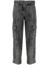 Michael Michael Kors Belted Washed Straight-leg Jeans In Grey