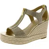 Michael Michael Kors Womens Round Toe Front Zipper Wedge Sandals In Gold