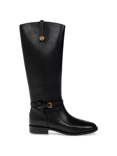 Michael Michael Kors Beverly Leather Riding Boots In Black