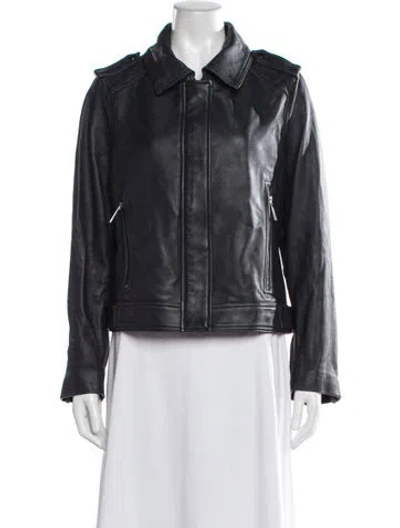 Pre-owned Michael Michael Kors Biker Jacket In Blue