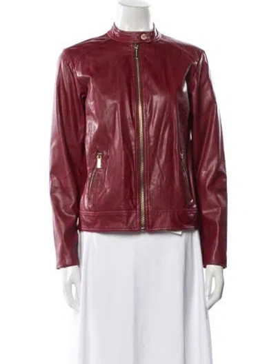 Pre-owned Michael Michael Kors Biker Jacket In Red