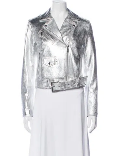 Pre-owned Michael Michael Kors Biker Jacket In Silver