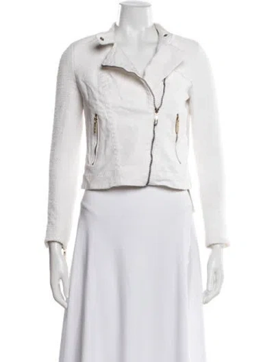 Pre-owned Michael Michael Kors Biker Jacket In White